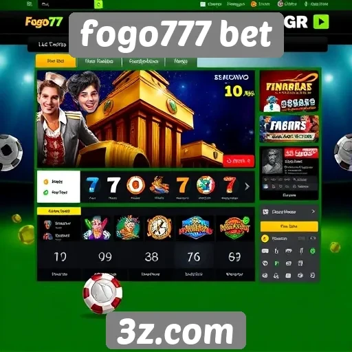Interface do usuário no site fogo777 bet